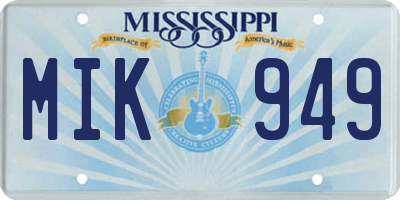 MS license plate MIK949