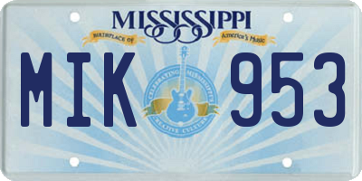 MS license plate MIK953