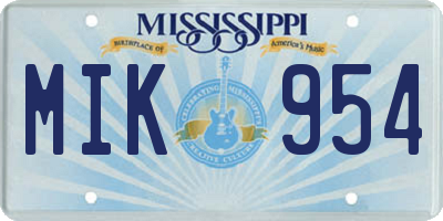 MS license plate MIK954