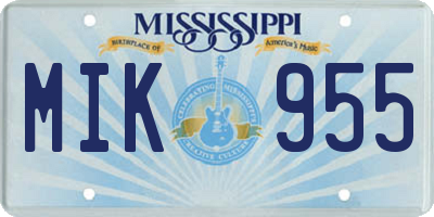 MS license plate MIK955