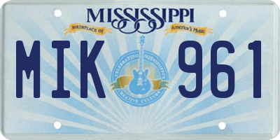 MS license plate MIK961