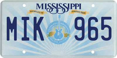 MS license plate MIK965