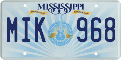 MS license plate MIK968