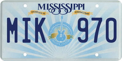 MS license plate MIK970