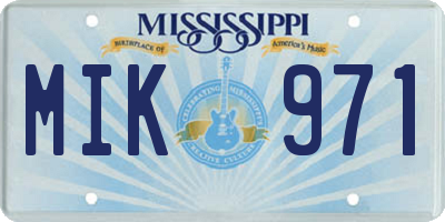 MS license plate MIK971