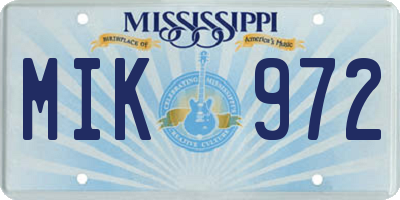MS license plate MIK972