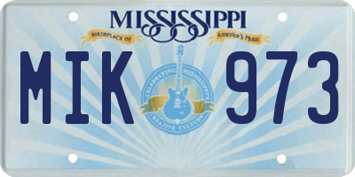 MS license plate MIK973