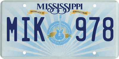 MS license plate MIK978