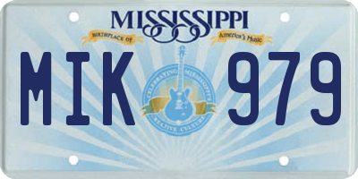 MS license plate MIK979