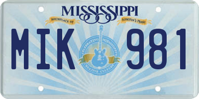MS license plate MIK981