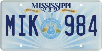 MS license plate MIK984