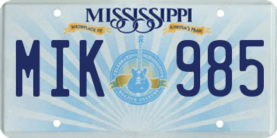 MS license plate MIK985