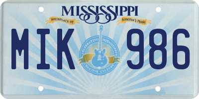 MS license plate MIK986