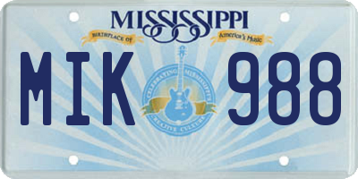 MS license plate MIK988