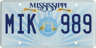 MS license plate MIK989