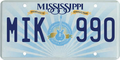 MS license plate MIK990