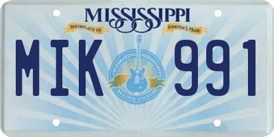 MS license plate MIK991
