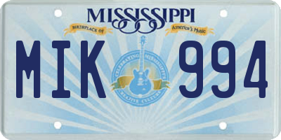 MS license plate MIK994