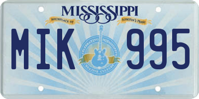 MS license plate MIK995