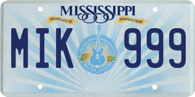 MS license plate MIK999
