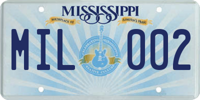 MS license plate MIL002