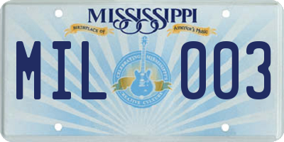 MS license plate MIL003