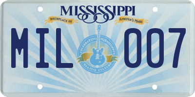 MS license plate MIL007