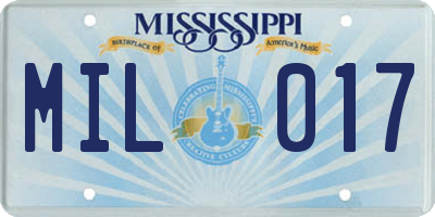 MS license plate MIL017