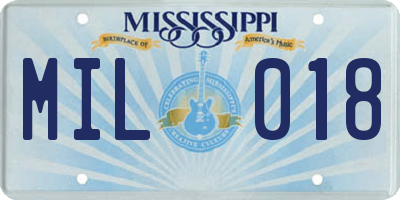 MS license plate MIL018