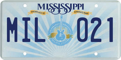 MS license plate MIL021