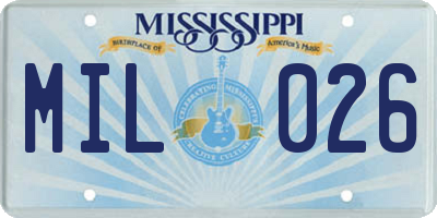 MS license plate MIL026