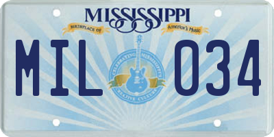 MS license plate MIL034