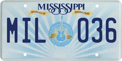 MS license plate MIL036