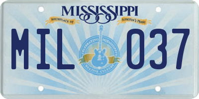 MS license plate MIL037