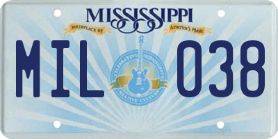 MS license plate MIL038