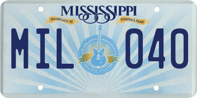MS license plate MIL040