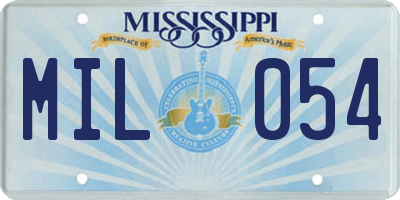 MS license plate MIL054