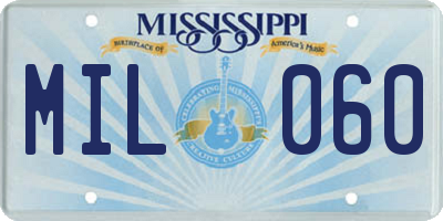 MS license plate MIL060