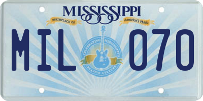 MS license plate MIL070