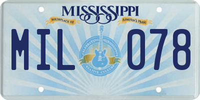 MS license plate MIL078