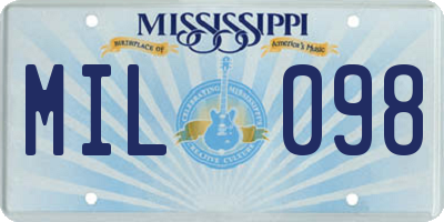 MS license plate MIL098