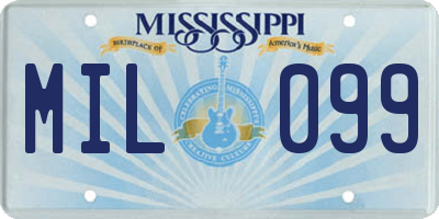 MS license plate MIL099