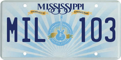MS license plate MIL103