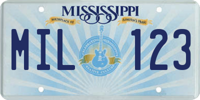 MS license plate MIL123