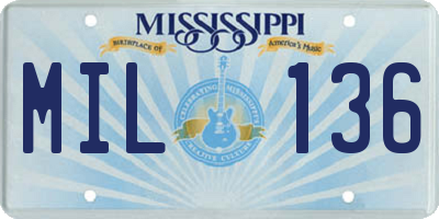 MS license plate MIL136