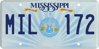 MS license plate MIL172