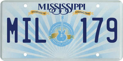 MS license plate MIL179