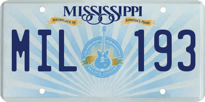 MS license plate MIL193