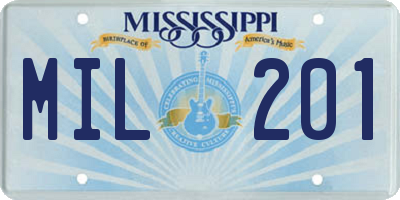 MS license plate MIL201