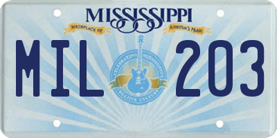 MS license plate MIL203